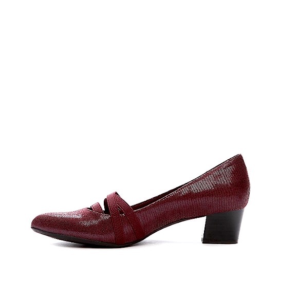 STORAGE Kim Rodger red snakeskin texture Point toe chunky heel pumps Sz 6.5 - Picture 4 of 16